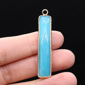 Green Aventurine Stone Pendant for Jewelry Making 9x45mm