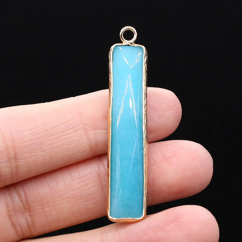 Green Aventurine Stone Pendant for Jewelry Making 9x45mm