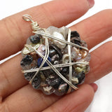Natural Resin Round Pendant Freshwater Pearl Reiki Bracelet Necklace DIY Jewelry