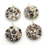 Natural Resin Round Pendant Freshwater Pearl Reiki Bracelet Necklace DIY Jewelry