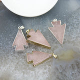 Natural Rose Quartzs Arrow Slice Pendant Pink Crystal Arrow Necklace