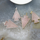 Natural Rose Quartzs Arrow Slice Pendant Pink Crystal Arrow Necklace