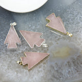 Natural Rose Quartzs Arrow Slice Pendant Pink Crystal Arrow Necklace