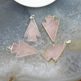Natural Rose Quartzs Arrow Slice Pendant Pink Crystal Arrow Necklace