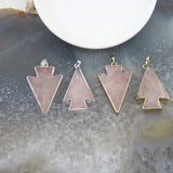 Natural Rose Quartzs Arrow Slice Pendant Pink Crystal Arrow Necklace