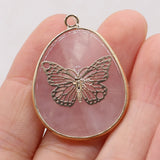 Rose Quartz Stone Pendant for Jewelry Making 26x35mm