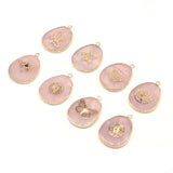 Rose Quartz Stone Pendant for Jewelry Making 26x35mm