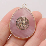 Rose Quartz Stone Pendant for Jewelry Making 26x35mm