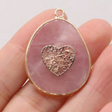 Rose Quartz Stone Pendant for Jewelry Making 26x35mm