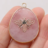 Rose Quartz Stone Pendant for Jewelry Making 26x35mm