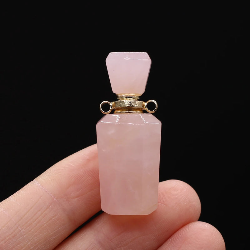 Rose Quartz Stone Essential Oil Pendant Necklace