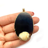 Natural Stone Agate Pendant Oval Plating Charm