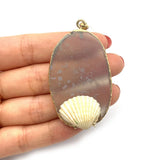 Natural Stone Agate Pendant Oval Plating Charm