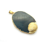 Natural Stone Agate Pendant Oval Plating Charm