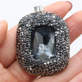 Natural Stone Crystal Charm Square Mix Pendant for Necklace Earring DIY 35x45mm