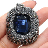 Natural Stone Crystal Charm Square Mix Pendant for Necklace Earring DIY 35x45mm