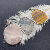 Natural Stone Tiger Eye Drop Oval Amethyst Pendant Charm