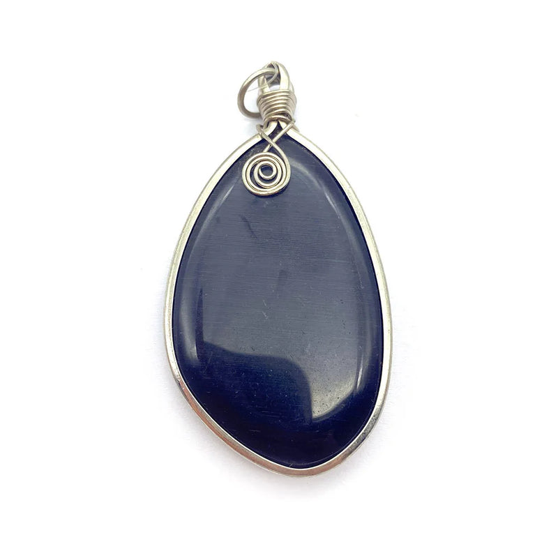 Natural Stone Tiger Eye Drop Oval Amethyst Pendant Charm