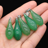 Natural Stone Green Agates Charms Pendants for Necklace 12x33mm