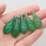 Natural Stone Green Agates Charms Pendants for Necklace 12x33mm