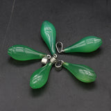 Natural Stone Green Agates Charms Pendants for Necklace 12x33mm