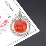 Natural Stone Hand woven Round Charm Pendant Necklace Jewelry Making 35x48mm