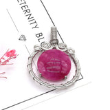 Natural Stone Hand woven Round Charm Pendant Necklace Jewelry Making 35x48mm