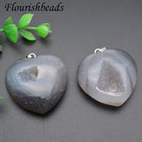 Natural Stone Gray Darzy Agate Heart Pendant for DIY Women Necklace