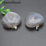 Natural Stone Gray Darzy Agate Heart Pendant for DIY Women Necklace