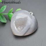 Natural Stone Gray Darzy Agate Heart Pendant for DIY Women Necklace