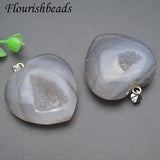 Natural Stone Gray Darzy Agate Heart Pendant for DIY Women Necklace