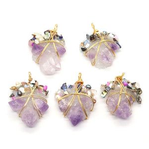 Amethyst Quartz Stone Pendant Necklace for DIY Jewelry