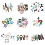 Natural Stone Pendant Moon Star Butterfly Key Lock Healing Crystals Stone Charms