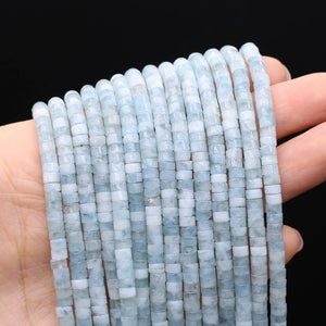 Natural Stone Aquamarine Flat Beads 2x4mm DIY Jewelry Making