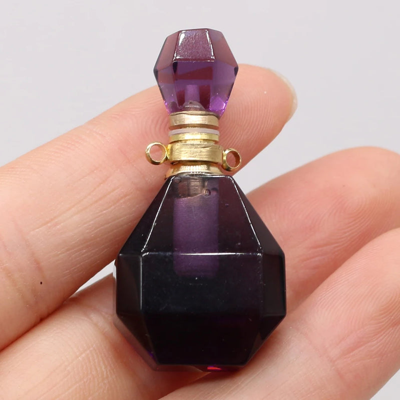 Natural Tiger Eye Amethyst Perfume Bottle Pendant Necklace