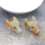 Natural Crystal Quartz Wolf Head Pendant Reiki Animal Figurine Necklace DIY