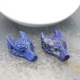 Natural Crystal Quartz Wolf Head Pendant Reiki Animal Figurine Necklace DIY
