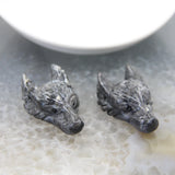 Natural Crystal Quartz Wolf Head Pendant Reiki Animal Figurine Necklace DIY