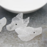 Natural Crystal Quartz Wolf Head Pendant Reiki Animal Figurine Necklace DIY