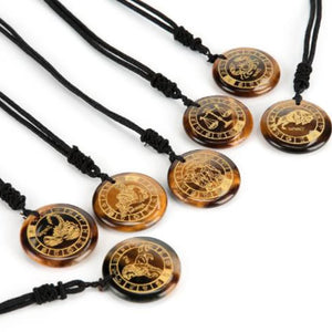Natural Yellow Tiger Stone Constellations Reiki Healing Crystal Pendant Necklace