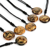 Natural Yellow Tiger Stone Constellations Reiki Healing Crystal Pendant Necklace