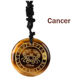 Natural Yellow Tiger Stone Constellations Reiki Healing Crystal Pendant Necklace
