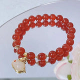 Nethong's Natural Red Agate Rabbit Bracelet - Jade Rabbit Agate Bracelet