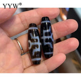1pcs Oval Natural Tibetan Agates Dzi Beads For DIY Necklace Making Gift 12x38mm