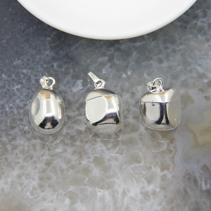 Plated Silvery Pyrite Nugget Pendant for DIY Jewelry Making