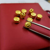 1pcs Pure 24K 999 Yellow Bead DIY Gift 3D Coin Pendant