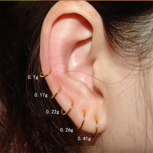 24K 999 Yellow Earrings Hoop Perfect Wrap Ears Circle Woman Gift