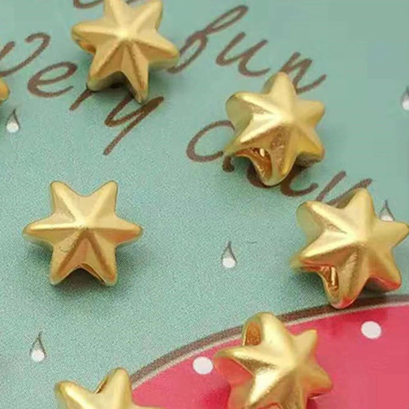 24K 999 Yellow Gold Star Bead Pendant 8*6.7mm