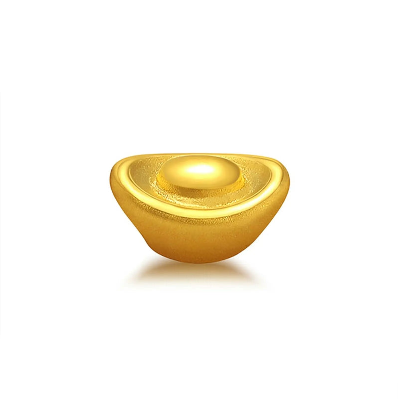 999 24K Yellow Bead Lucky Yuanbao Ingot Pendant 0.1g