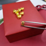 Pure 999 24K Yellow Bead DIY Bracelet Ring Necklace Lucky 3D Heart Pendant